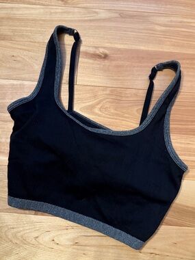 aerie Black Sports Bra with Gray Trim